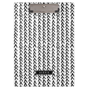 Black Rustic Tribal Pattern Personalised Clipboard