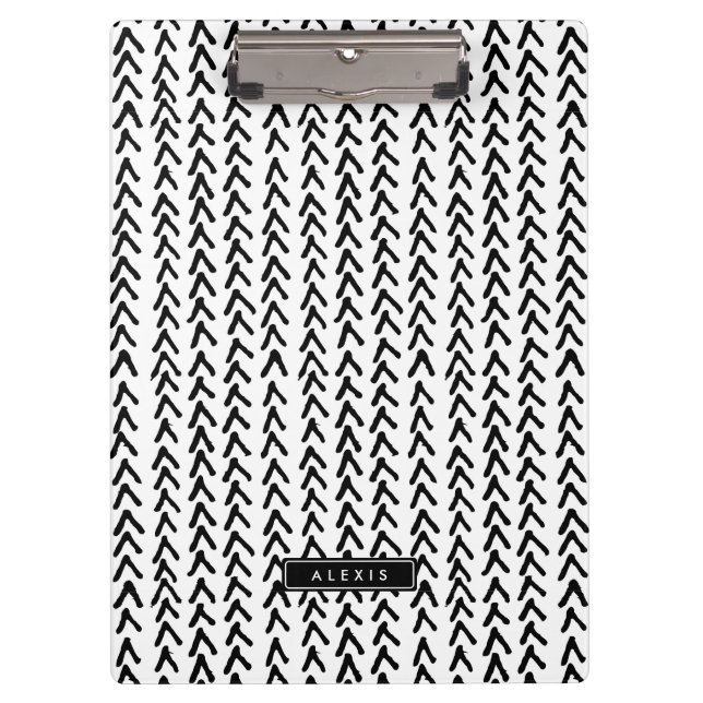 Black Rustic Tribal Pattern Personalised Clipboard (Front)