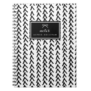Black Rustic Tribal Pattern Personalised Notebook