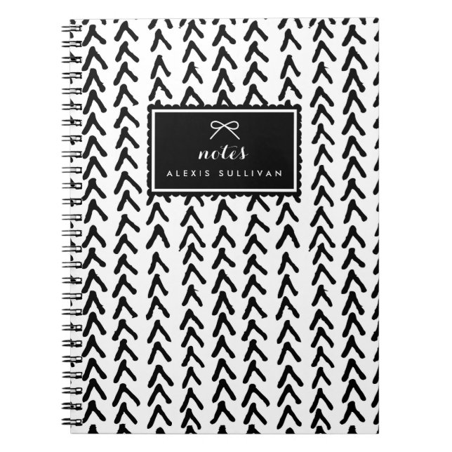 Black Rustic Tribal Pattern Personalised Notebook (Front)