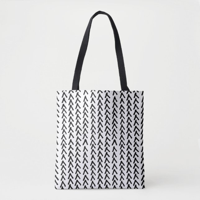 Black Rustic Tribal Pattern Tote Bag (Front)
