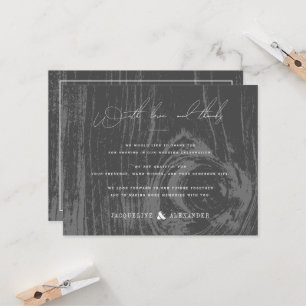Black Rustic Woodgrain Winter Wedding Thank You Invitation