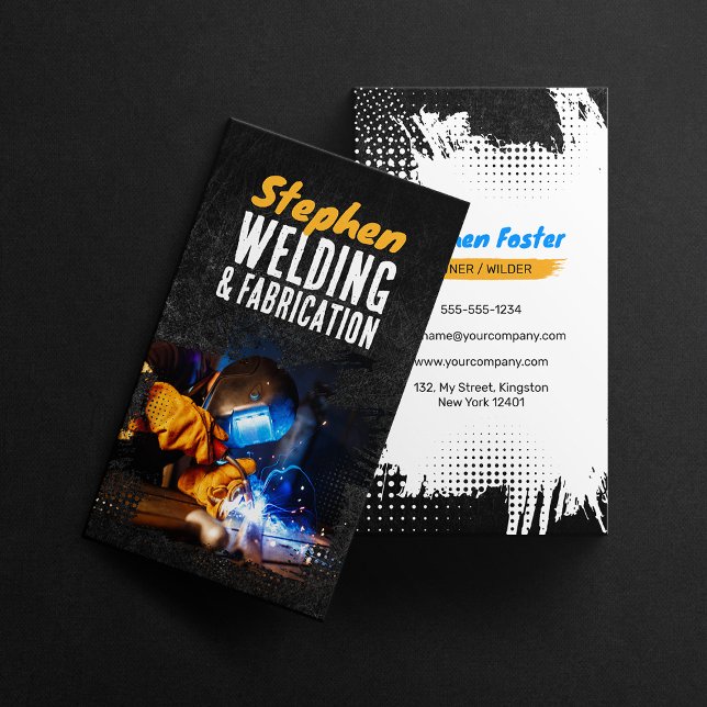 Black Rusty Welding Contractor Metal Fabrication Business Card (Creator Uploaded)