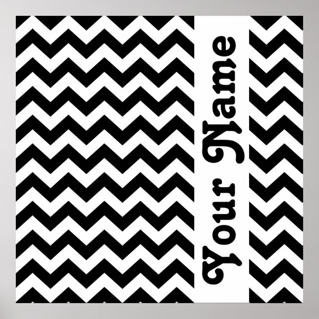 Black Safari Chevron with custom text Poster (Front)