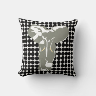 Black Safari Dot with Pop Art Elephant Cushion