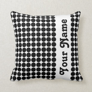 Black Safari Dots with custom text Cushion