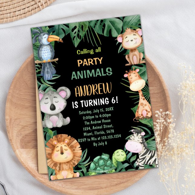 Black Safari Jungle Birthday Invitations (Black Safari Jungle Birthday Invitations)