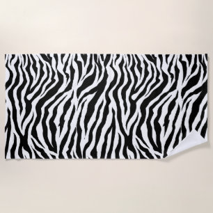 Black Safari Pattern animal zebra Beach Towel