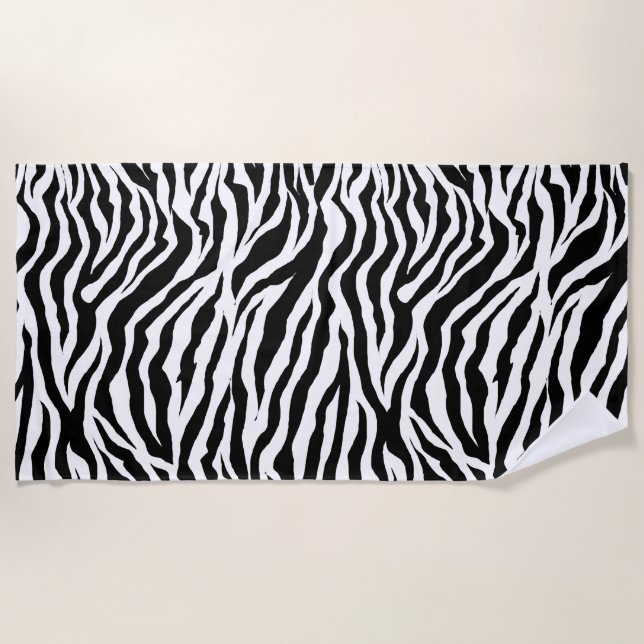 Black Safari Pattern animal zebra Beach Towel (Front)