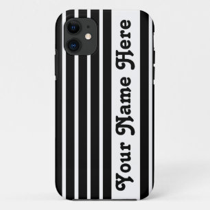 Black Safari Stripe with name iPhone 11 Case