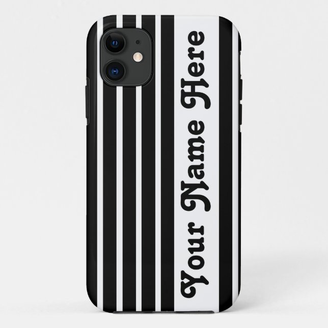 Black Safari Stripe with name Case-Mate iPhone Case (Back)