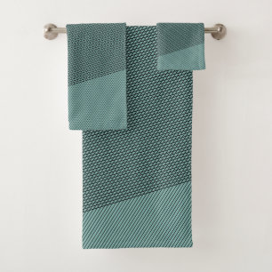 Black & Sage Green Elegant Abstract Modern Minimal Bath Towel Set