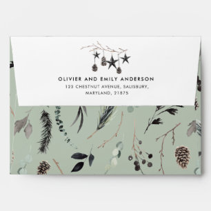 Black sage green modern scandi elegant script enve envelope