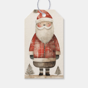 Black Saint Nick Santa, Plaid Suit Gift Tags