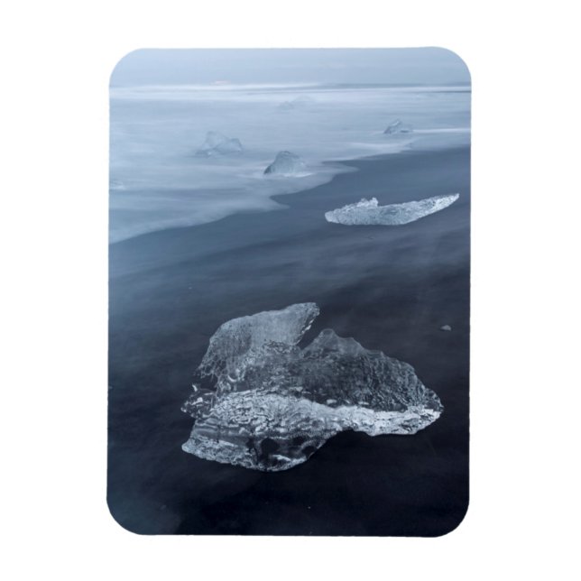 Black sand beach and ice, Iceland Magnet (Vertical)