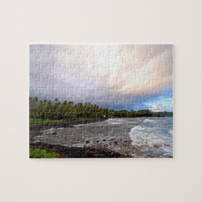 Black Sand Beach - Big Island Hawaii - 8x10 inch Jigsaw Puzzle (Horizontal)