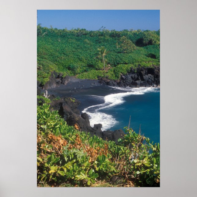 Black Sand Beach Hana Maui Hawaii Poster (Front)
