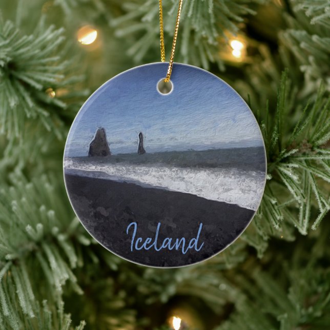 Black Sand Beach, Iceland Ceramic Ornament (Tree)
