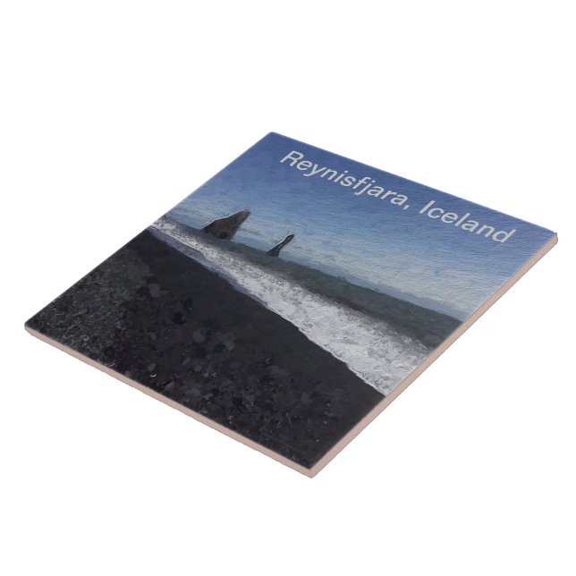 Black Sand Beach, Iceland Ceramic Tile (Side)