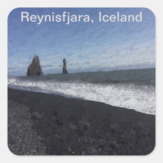 Black Sand Beach, Iceland Square Sticker (Front)