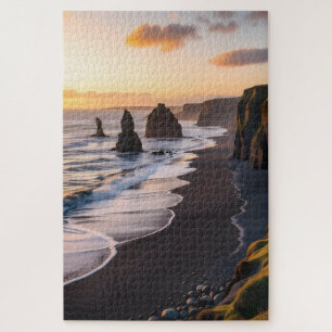 Black Sand Beach Jigsaw Puzzle