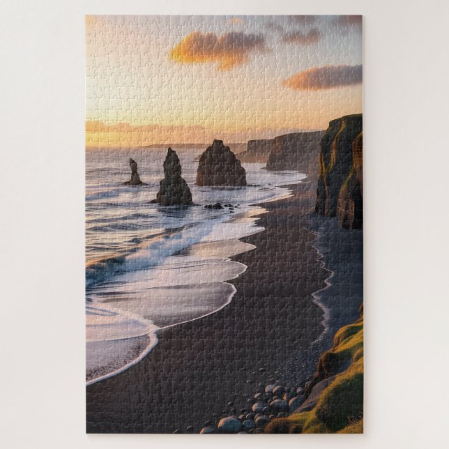 Black Sand Beach Jigsaw Puzzle (Vertical)