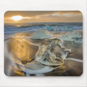 Black Sand Beach   Jokulsarlon South Iceland Mouse Pad