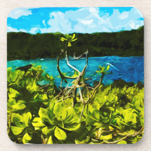 Black Sand Beach On the Road to Hana Maui Abstract Coaster