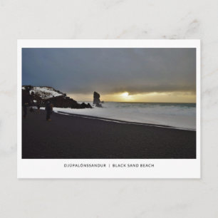 Black Sand Beach pillars at sea, Iceland postcard
