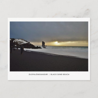 Black Sand Beach pillars at sea, Iceland postcard