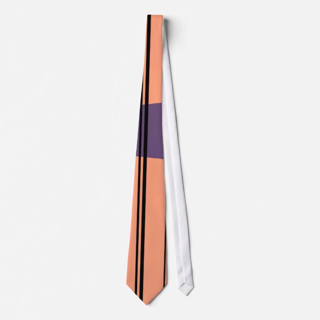 Black, Sandy Brown Retro Striped Tie (Front)