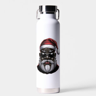 Black Santa, African American Santa Claus Water Bottle