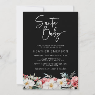 Black Santa Baby Holiday Baby Shower Invitation
