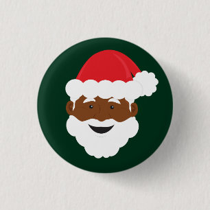 Black Santa Brown Skin Christmas 3 Cm Round Badge