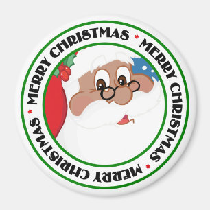 Black Santa Cartoon (Blue) Magnet