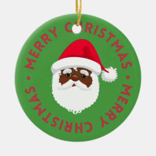 Black Santa  Ceramic Ornament