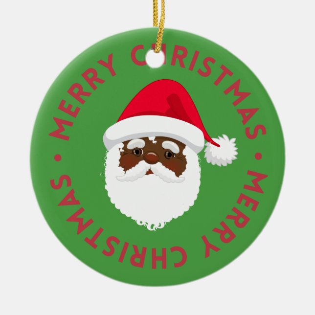 Black Santa  Ceramic Ornament (Front)