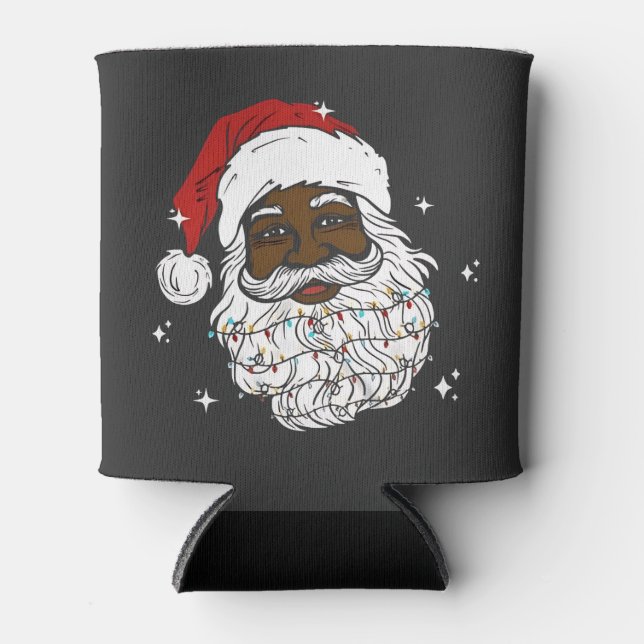 Black Santa Christmas Black History Xmas  Can Cooler (Front)