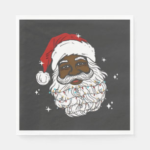 Black Santa Christmas Black History Xmas  Napkin