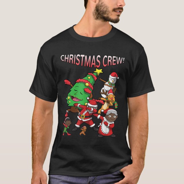 Black Santa Claus African American Christmas crew T-Shirt (Front)