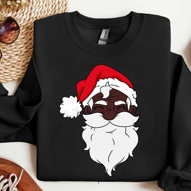 Black Santa Claus African American Santa Face Xmas Sweatshirt (Creator Uploaded)