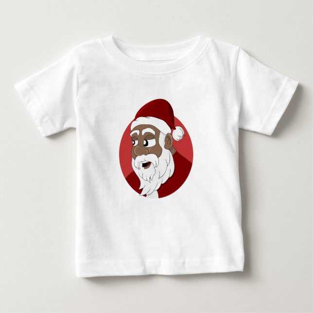 Black Santa Claus Cartoon Baby T-Shirt (Front)