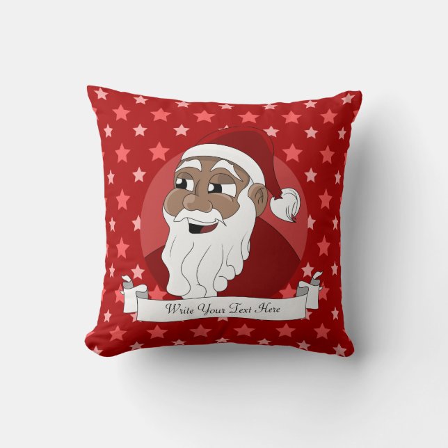 Black Santa Claus Cartoon Cushion (Front)