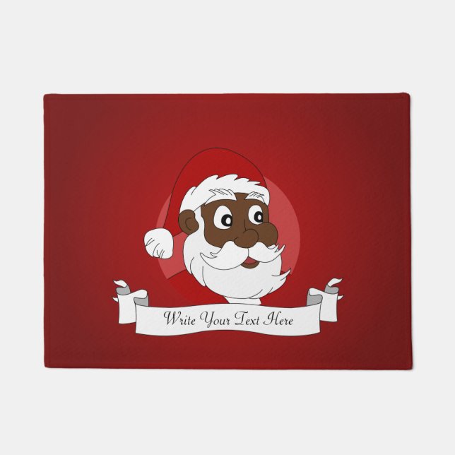 Black Santa Claus Cartoon Doormat (Front)