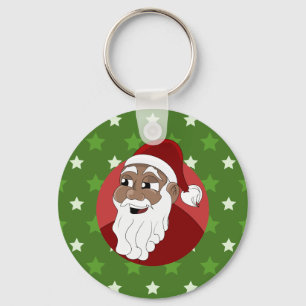 Black Santa Claus Cartoon Key Ring