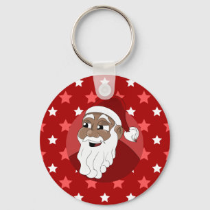 Black Santa Claus Cartoon Key Ring