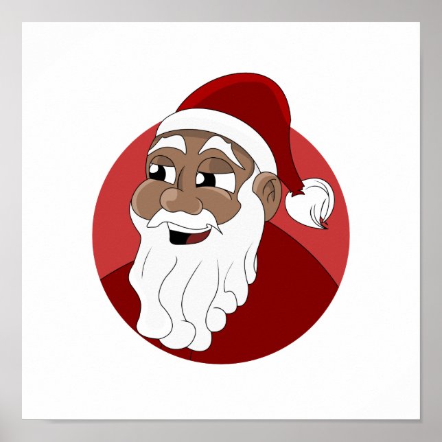 Black Santa Claus Cartoon Poster (Front)