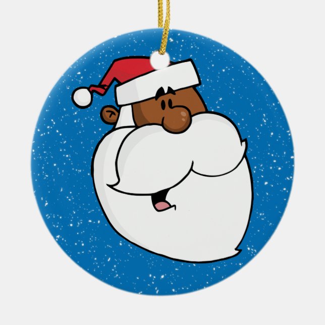 Black Santa Claus Ceramic Tree Decoration (Front)