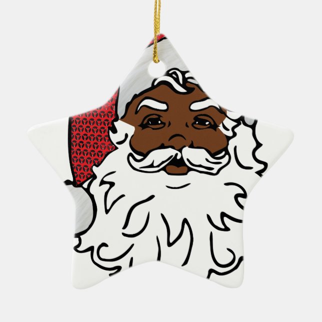 black santa claus ceramic tree decoration (Front)