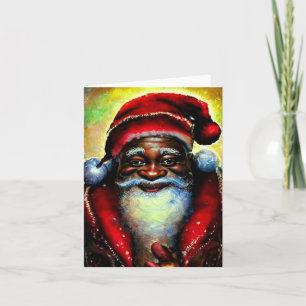 Black Santa Claus Christmas Blank Card